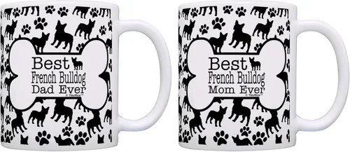 Miniatura 13 de ThisWear Dog Owner Gifts Best French Bulldog Dad Ever Paw Pattern Gift - Taza de café de cerámica de 11 onzas con mango y patrón de hueso