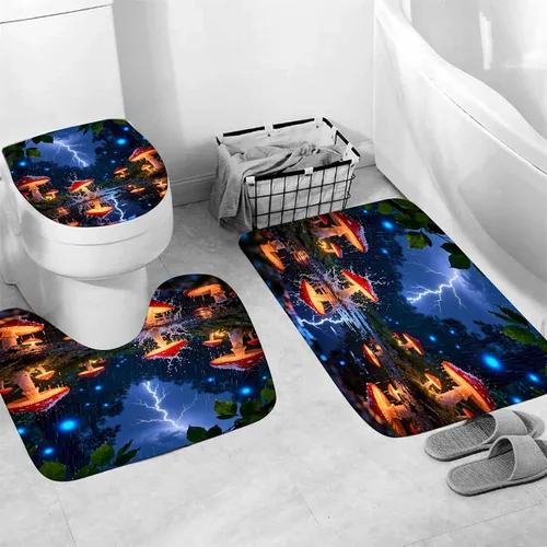 Miniatura 4 de Juego de 4 cortinas de ducha con diseño de hongos e iluminación