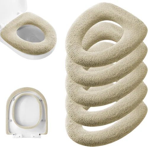 Miniatura 10 de Legigo Paquete de 5 fundas de asiento de inodoro más gruesas, suaves y cálidas, tela de fibra lavable, fácil instalación, cómoda funda de asiento