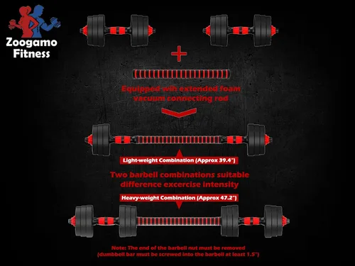 Miniatura 3 de Juego de mancuernas ajustables de 44 libras, mancuernas de peso libre con barra de conexión utilizada como barra, para hombres y mujeres, gimnasio