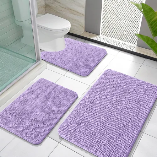 Miniatura 87 de OLANLY Juego de Alfombras de Baño de 3 Piezas, Tapetes de Baño de Chenilla Suave y Absorbente y Alfombra de Contorno en Forma de U para Inodoro