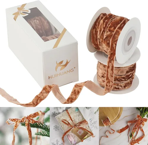 Miniatura 20 de HUIHUANG Cinta de Terciopelo Negro 3/8" Cinta de Terciopelo Arrugado para Adornos de Árbol de Navidad, Envoltura de Regalos, Decoración de Coronas
