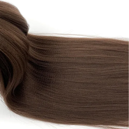 Miniatura 4 de pelo trenzado preestirado marrón, pelo trenzado Kanekalo, pelo trenzado preestirado de 26 pulgadas, 6 paquetes plegados, textura Yaki, extensiones