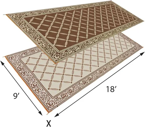 Miniatura 2 de Estera reversible Reversible Mats 119127, color marrón/beige de 9 x12 pies, Beige
