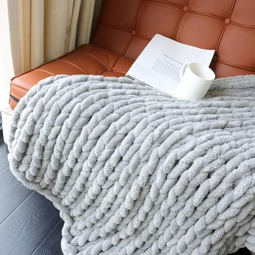 Miniatura 21 de Maetoow Manta de punto grueso de felpilla (40 x 50 pulgadas), hecha a mano, cálida y acogedora para sofá, cama, decoración del hogar, banco