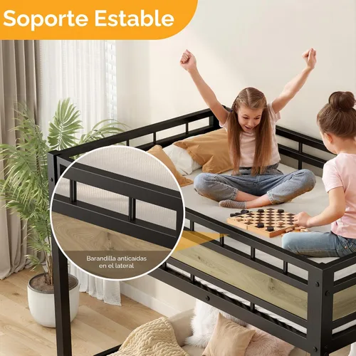 Miniatura 3 de Cama alta individual con escaleras, cama alta de metal resistente con almacenamiento y espacio debajo de la cama, más estable y segura