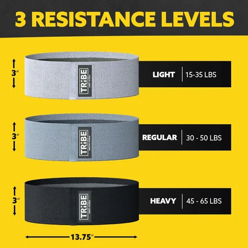 Miniatura 2 de Tribe Lifting Bandas de resistencia para entrenar – Paquete de 3 bandas de entrenamiento de tela para mujeres y hombres – Bandas de glúteos para Gris