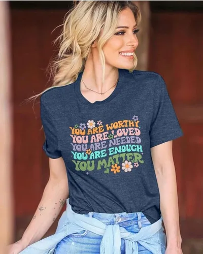 Miniatura 5 de Camiseta con texto en inglés You Matter para mujer, camiseta inspiradora para la concienciación sobre la salud mental