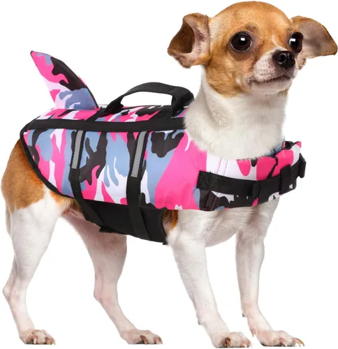 Miniatura 13 de Chaleco salvavidas para perros Ripstop, chaleco salvavidas de tiburón para perros, salvavidas de seguridad con alta flotabilidad y asa de elevación