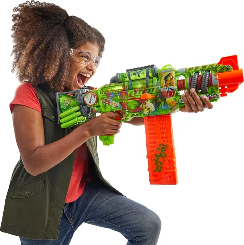 Miniatura 7 de Nerf Zombie Corrupter Dart Blaster, 22 dardos Nerf Elite, 18 pinzas de dardos, almacenamiento de dardos, acción de pernos, juegos al aire libre, a