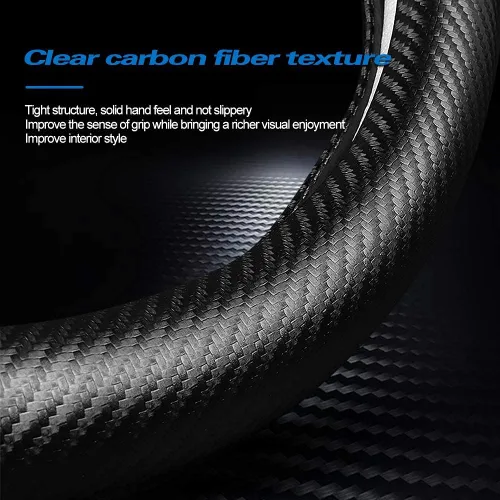 Miniatura 4 de HAOTULE Funda de volante de fibra de carbono y cuero en forma de D, elegante funda de cuero antideslizante para automóvil, interior de automóvil