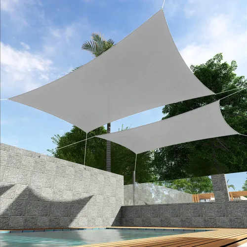 Miniatura 8 de Toldo parasol rectangular de 12 x 24 pies para patio, patio trasero, tela permeable para césped, jardín, actividades al aire libre, color gris claro