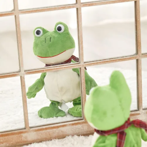 Miniatura 5 de Houwsbaby rana verde de 30 cm juguete rana que croa animal de peluche musical saltarín rana frondosa que se sacude y agita peluche animado juguete