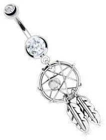 Miniatura 4 de Body Accentz Atrapasueños para ombligo con diseño de estrellas tejidas y plumas para ombligo