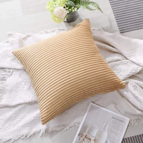 Miniatura 108 de Artscope Fundas de Almohada de Pana a Rayas Acogedoras Súper Suaves Decorativas Cuadradas Fundas de Cojín para Sofá Sillón Dormitorio Decoración