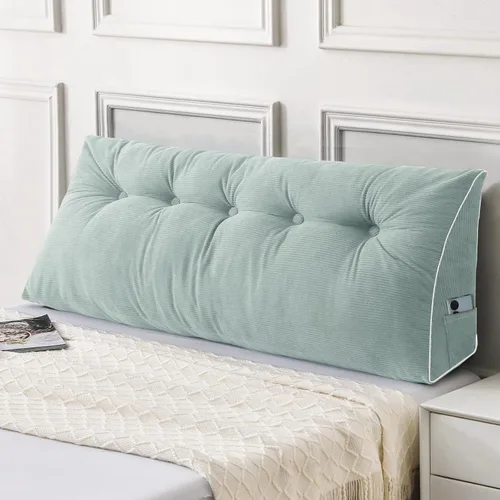 Miniatura 12 de Sasttie - Almohada de cabecero completa, almohada de cuña para cabecero para sentarse en la cama, cojín triangular de apoyo para la espalda
