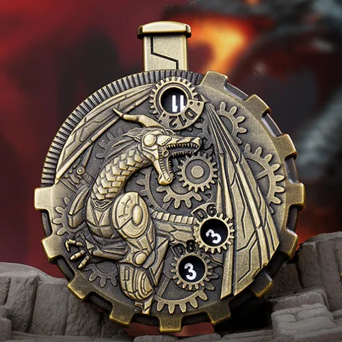 Miniatura 36 de UD - Juego de dados mecánicos de ruleta únicos DND Steampunk Dragones de metal D y D con dados TRPG DND 7 en 1 Spinner Metal D&D Juego de dados