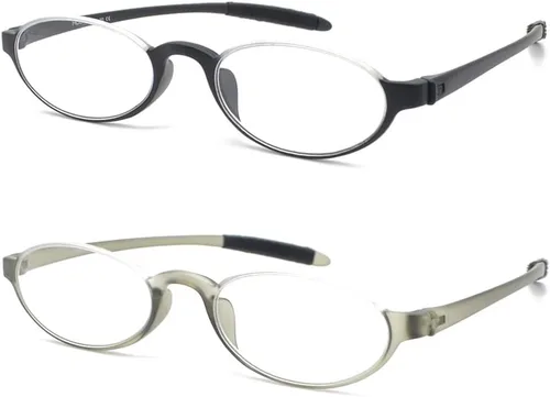 Miniatura 2 de Lentes de lectura flexibles, ligeros, delgados y elegantes, marco redondo de media luna, aumento elegante para hombres y mujeres