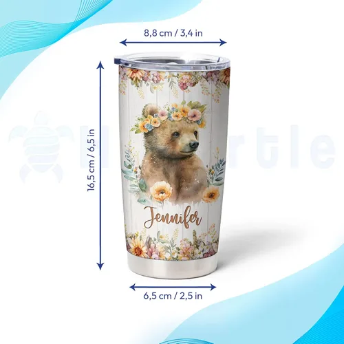 Miniatura 5 de Hyturtle Regalos personalizados para los amantes de los osos – Just A Girl Who Loves Bears - Vaso de acero inoxidable con nombre personalizado de 20