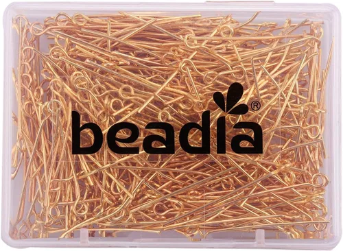 Miniatura 4 de BEADIA Alfileres de ojo abierto para la cabeza de oro para la fabricación de joyas de bricolaje 1.181 in 300 piezas Dorado