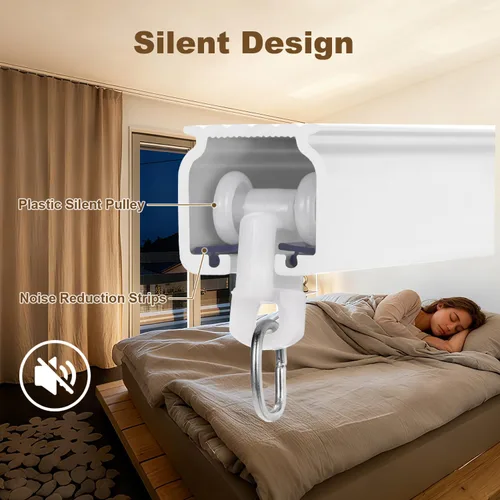 Miniatura 3 de Riel de cortina de techo resistente de aluminio, sistema de riel divisor de habitación con rodillos silenciosos, longitud ajustable de 1.3 pies a