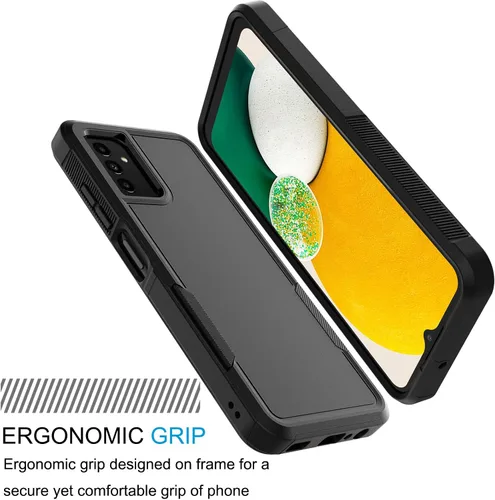 Miniatura 2 de Tekcoo Funda para Galaxy A13 5G 4G 2 protectores de pantalla de vidrio templado Parachoques texturizados antideslizantes