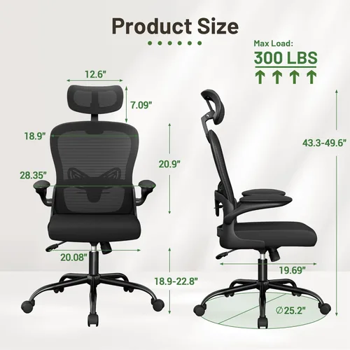 Miniatura 3 de Furmax Silla de oficina ergonómica ejecutiva con respaldo alto para computadora con reposacabezas 3D, reposabrazos de apoyo lumbar ajustables