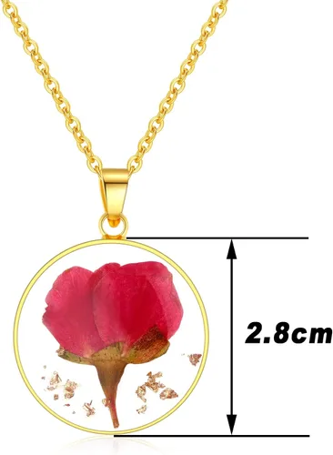 Miniatura 77 de Forget-Me-Not and Queen Anne's Lace Pressed Wildflower Necklace Birth Month Real Flower Necklace Gold/Silver Pressed Flower Jewelry