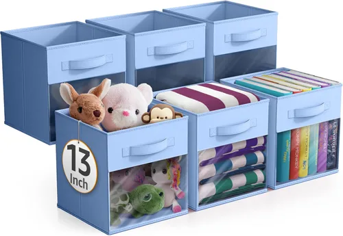 Miniatura 13 de Sorbus Contenedores de almacenamiento de 11 pulgadas con ventana transparente, 6 cestas plegables para organizar ropa, juguetes, libros, cubos
