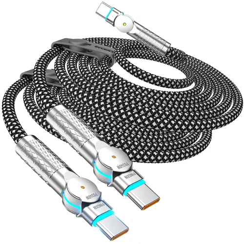 Miniatura 8 de Cable USB C de 3.3 pies, 240 W, trenzado, giratorio de 180°, USB C a USB C, cable USB 2.0, tipo C, cable de carga para iPhone 16/16Pro/16Plus/16Pro