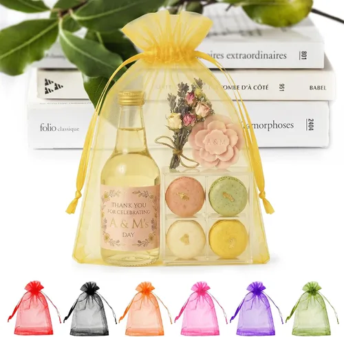 ANZNKU Paquete de 50 bolsas de organza de 6 x 9 pulgadas, bolsas de regalo de malla, bolsa de embalaje pequeña, bolsa de malla con cordón para Dorado