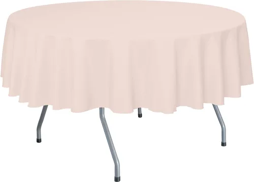 Miniatura 4 de Ultimate Textile Mantel redondo de lino de poliéster de 72 pulgadas, color rosa hielo