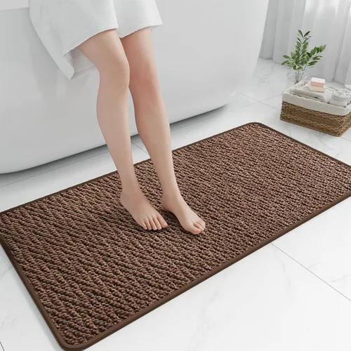 Miniatura 12 de RUERYA Alfombras de baño antideslizantes y lavables, tapetes de baño de goma para baño, secado rápido, súper absorbentes, ultrafinos, pequeños Gris