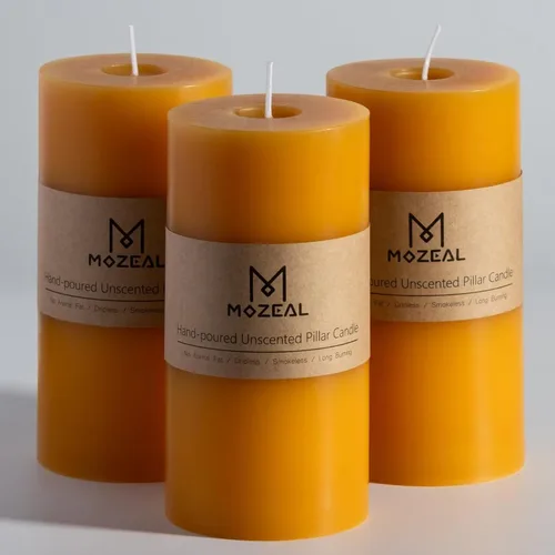 Miniatura 53 de MOZEAL Velas grandes sin perfume vertidas a mano de 3 x 8 pulgadas, sin humo, juego de 2, combustión lenta, sin goteo, aproximadamente 150 horas
