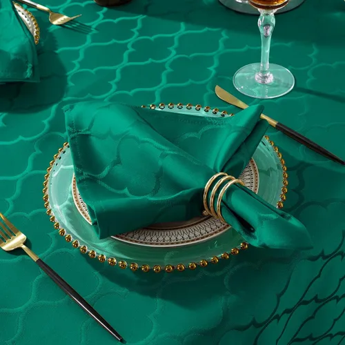 Miniatura 21 de SASTYBALE Servilletas de tela jacquard de 20 x 20 pulgadas, patrón de flores, 4 piezas, sólidas, lavables, cómodas para restaurantes, cenas