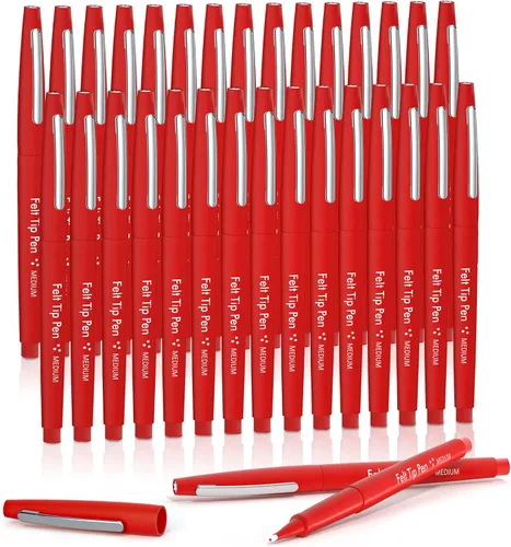 Miniatura 7 de Lelix 30 bolígrafos de punta de fieltro de colores variados, bolígrafos de punta media para diario, escritura, tomar notas, colorear cronogramas, 30