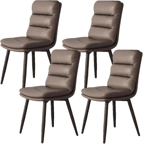 Miniatura 22 de Upholstered Dining Chairs Set of 4, Leather Kitchen Chair with Metal Legs, Dining Room Kitchen Chair with Back for Brown