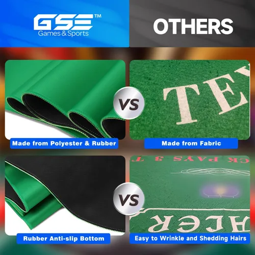 Miniatura 3 de GSE Games & Sports Expert Tapete de mesa de dados de casino de 70 x 35 pulgadas con bolsa de transporte, cubierta de goma antideslizante