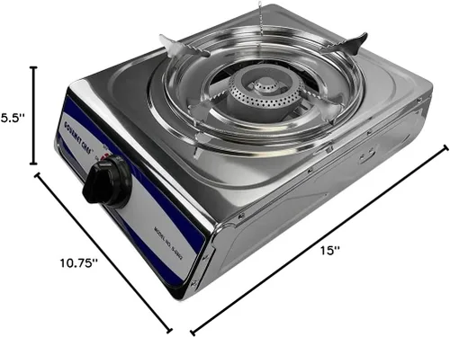 Miniatura 7 de Estufa de camping de gas portátil,Estufa de propano de un solo quemador 10000 BTU,Acero inoxidable
