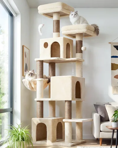 Globlazer Árbol para gatos alto, torre para gatos de 71 pulgadas para gatos adultos de interior, multinivel, 3 condominios para gatos de interior,