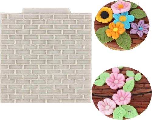 Miniatura 3 de Molde de silicona con textura de pared de ladrillo de roca, moldes de silicona para corteza de árbol de grano de madera, para decoración
