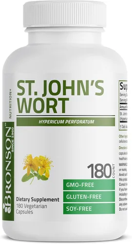 Miniatura 3 de Bronson Hierba de San Juan 700 mg por porción Hypericum Perforatum apoya un estado de ánimo positivo - Sin OMG, 180 cápsulas vegetarianas