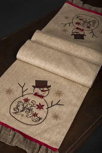 Miniatura 2 de Snowman Embroidered Collection Camino de mesa navideño, 13 x 72 pulgadas