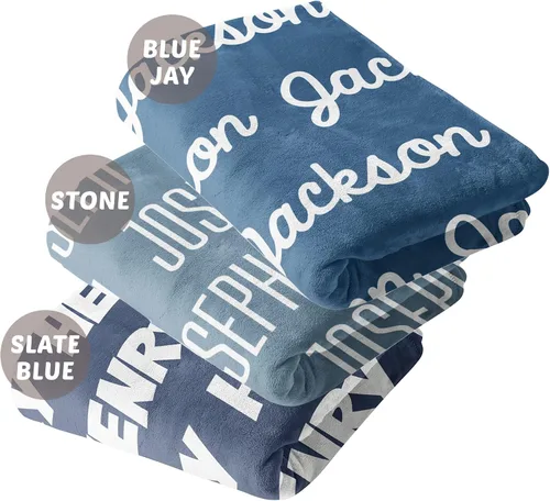 Miniatura 2 de Girls Love A Monogram Se envía al día siguiente- Mantas personalizadas azules para bebé niño con nombre - Impreso en Estados Unidos - Manta