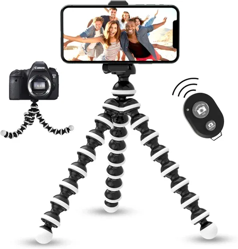 Miniatura 7 de Acuvar Cámara trípode flexible pulpo de 10 pulgadas con tornillo de 1/4", placa de liberación rápida para cámaras digitales, SLR, DSLR, fotografía