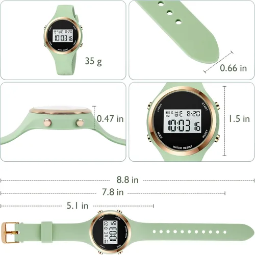 Miniatura 27 de Women LED Display Elecreonic Watch Fashion Chrono Alarm Digital Clock Woman Outdoor Sport Wirstwatch