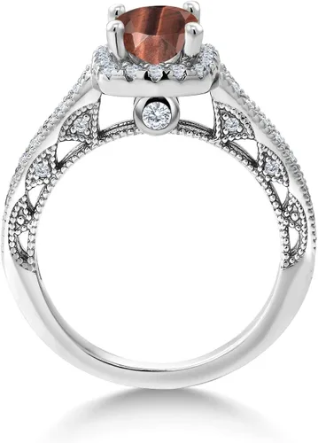 Miniatura 66 de Gem Stone King Anillo de compromiso de plata de ley 925 de 0.236 in con piedra natal y zafiro blanco creado con acento Anillo de compromiso