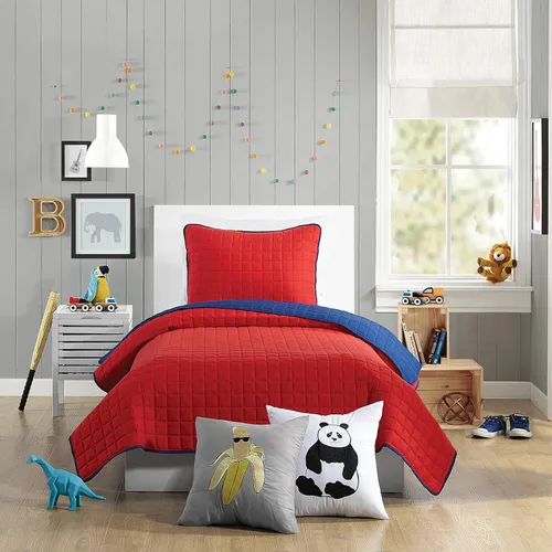 Miniatura 14 de URBAN PLAYGROUND Juego de edredón de todas las estaciones Coty gris - Juego de ropa de cama para niños de 2 piezas de microfibra cepillada suave
