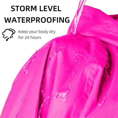 Miniatura 2 de Coralrain Impermeable largo con capucha de seguridad, impermeable, chaqueta de lluvia de emergencia, poncho para hombres, mujeres y adultos