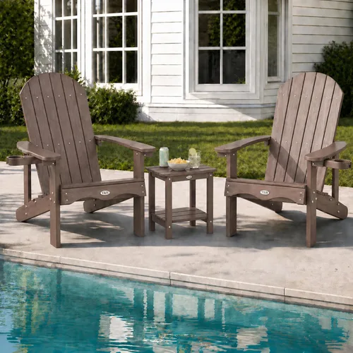 Miniatura 44 de Y&M Adirondack - Silla negra para hoguera, sillas de patio al aire libre con soporte para tazas, resistentes a la intemperie, sillas de patio
